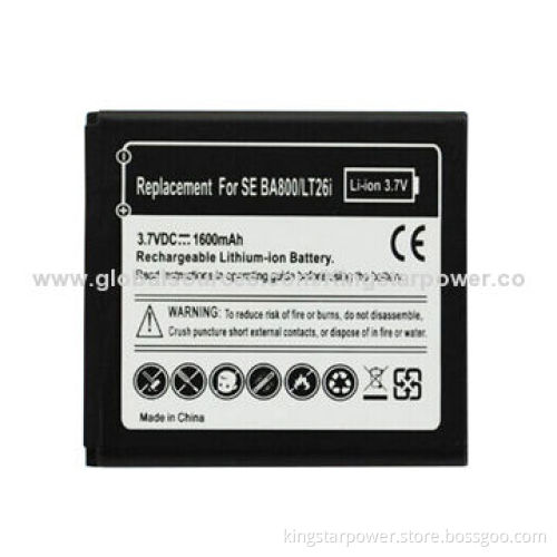 Mobile Phone Battery BA800 for Sony Ericsson LT26i, Li-ion, 3.7V 1600mAh or OEM Capacity